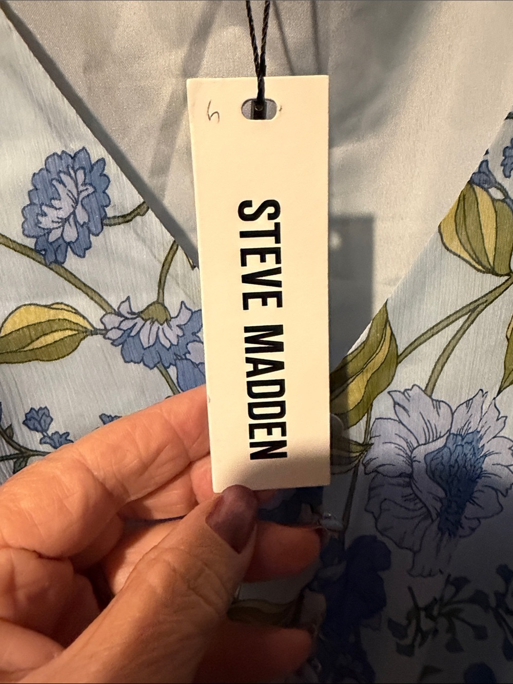Steve Madden Vintage Blue Floral Chiffon Mini Dress Size M NWT - Picture 6 of 10